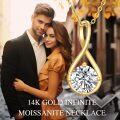 wholesale 14K Gold Round Cut Moissanite Pendant Necklace with Chain - Christmas Gifts for Women-0-2