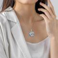 wholesale 925 Sterling Silver Two Tone Hummingbird Blossom Blue Crystal Pendant Necklace-0-1