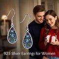wholesale 925 Sterling Silver Metal Stone Teardrop Abalone Shell Drop Earrings with Celtic Design and Triple Moon Pendant for Women-0-1