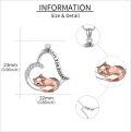 wholesale 925 Sterling Silver Fox in Heart Pendant Necklace with Cubic Zirconia and Engraved Message I Love You Forever - Valentine's Day Gifts for Her-0-4