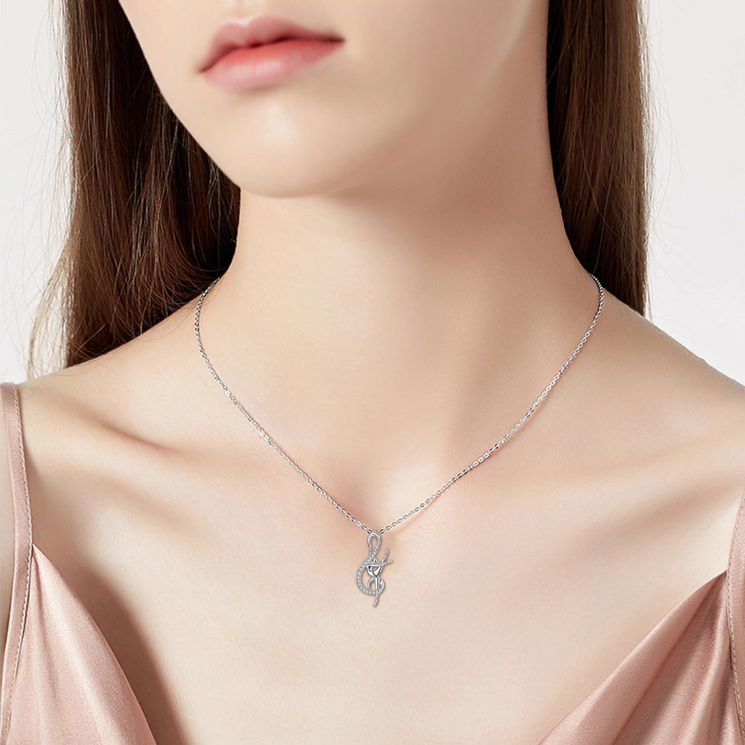 wholesale 925 Sterling Silver Dancing Ballerina with Swarovski Crystals Heart Cross Pendant Necklace for Women-0-2
