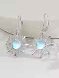 TOUPOP Sterling Silver Moonstone Christmas Snowflake Dangle Earrings-0-2