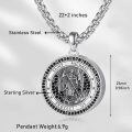 wholesale 925 Sterling Silver Saint Michael Photo Locket Pendant Necklace With Black Crystals Wheat Chain-0-4