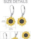 wholesale 925 Sterling Silver Sunflower Leverback Dangle Drop Earrings-0-3
