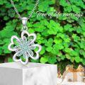 wholesale 925 Sterling Silver Green Crystal Heart Flower Pendant Necklace-0-4