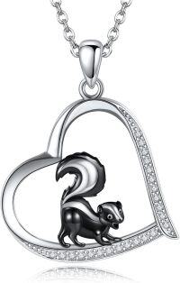wholesale 925 Sterling Silver Heart-Shaped Squirrel Pendant Necklace for Women and Girls-Skunk