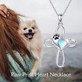 wholesale 925 Sterling Silver Blue Moonstone Paw Print Heart Cross Pendant Necklace for Women-0-5