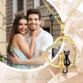 wholesale 14K Gold Heart-Shaped Pendant with Cats and Stars - Love You Forever Necklace-0-1