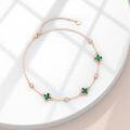 wholesale 14K Rose Gold Malachite Four-Leaf Clover Bracelet - 7 + Extender-0-1