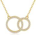 wholesale 14K Yellow Gold Circle CZ Pendant Necklace for Mom and Dad - Family s-0-0