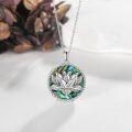 wholesale 925 Sterling Silver Abalone Shell Lotus Flower Pendant Necklace-0-2