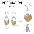 wholesale 925 Sterling Silver Oval Sunflower Dangle Leverback Earrings Gold Plated 3D Floral Design-0-3