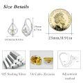 wholesale 925 Sterling Silver Flower Teardrop Dangle Drop Earrings with Yellow Crystal Gemstone Gift for Her-0-5