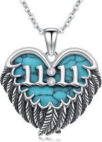 wholesale Sterling Silver Angel Number Necklace 111 222 333 444 555 777 888 999 1111-Angel Wing 11 11 Necklace