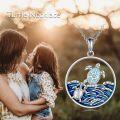 wholesale 925 Sterling Silver Turtle Family Pendant Necklaces for Women Girls Ocean Wave s-0-4