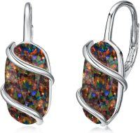 wholesale 925 Sterling Silver Black Opal Drop Earrings – Stylish Wraparound Dangle Lever Back for Women-Leveback-Black Opal