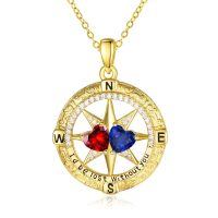 wholesale 925 Sterling Silver Compass Pendant with Birthstones for Women-01-09-Jan-Sept