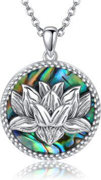 wholesale 925 Sterling Silver Abalone Shell Lotus Flower Pendant Necklace-Lotus