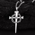 wholesale 925 Sterling Silver Crown of Thorns Sword Pendant Necklace for Men Christian Jewelry-0-3