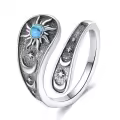 wholesale 925 Sterling Silver Turquoise Stone Sun & Moon Open Adjustable Rings Wholesale Set for Women-0-0