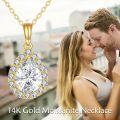 wholesale 14K Gold Pear-Shaped Moissanite Halo Pendant Necklace with Chain - 2CT EF Color Solitaire Jewelry for Women-0-5