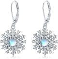 wholesale 925 Sterling Silver Moonstone Snowflake Dangle Earrings for Women - Hypoallergenic s-0-0