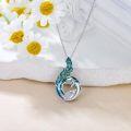 wholesale 925 Sterling Silver Green Enamel Blue Crystals Peacock Memorial Keepsake Necklace-0-1
