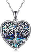 wholesale 925 Sterling Silver Abalone Shell Heart Tree of Life Pendant Necklace for Women Christmas s-0-0