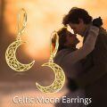 wholesale 925 Sterling Silver Crescent Moon Celtic Knotwork Leverback Drop Earrings-0-6