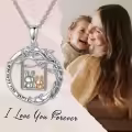 TOUPOP Sterling Silver Rabbit Pendant Mother Daughter Tree Swing Necklace Gift-0-1