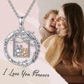 TOUPOP Sterling Silver Rabbit Pendant Mother Daughter Tree Swing Necklace Gift-0-1