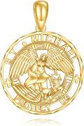wholesale 14K Gold St Michael Angel Protect Us Religious Pendant Necklace for Men & Women-0-0