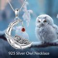 wholesale 925 Sterling Silver Owl Pendant Necklace with Red Crystal Gemstone Charm for Women's Gifts-0-1