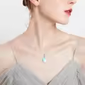 wholesale 925 Sterling Silver Moss Agate Turquoise Larimar Aquamarine Opal Black Onyx Rose Quartz Moonstone Pendant Necklace-0-1