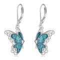 wholesale 925 Sterling Silver Butterfly Created Turquoise Filigree Drop Earrings For Women-0-0