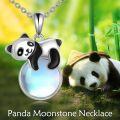 wholesale 925 Sterling Silver Panda Opalite Round Pendant Necklace-0-2