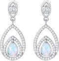 wholesale 925 Sterling Silver Teardrop Opal & Cubic Zirconia Drop Earrings - Elegant s for Her-0-0