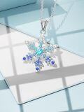 wholesale 925 Sterling Silver Snowflake Necklace For Women White/blue Cz Winter Snowflake Pendant Necklace Christmas Jewelry Gifts For Women -0-3