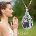 wholesale 925 Sterling Silver Black Onyx Crystal Tree of Life Cremation Jewelry Keepsake Pendant with Funnel and Fill Tool-0-4
