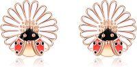 wholesale Rose Gold 925 Sterling Silver Ladybug Flower Stud Earrings-Daisy