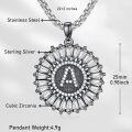 wholesale 925 Sterling Silver Round CZ Initial Pendant Necklaces for Men & Women-0-6