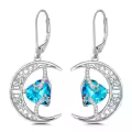 TOUPOP Sterling Silver Topaz Celtic Moon Drop Dangle Earrings-0-0