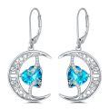 TOUPOP Sterling Silver Topaz Celtic Moon Drop Dangle Earrings-0-0