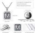 wholesale Sterling Silver Square Initial Letter Necklace Unisex Retro Pendant Jewelry Gift-0-5