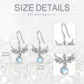 wholesale 925 Sterling Silver Hypoallergenic Dragonfly Drop Earrings with Moonstone Gemstones-0-4