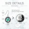 wholesale 925 Sterling Silver Clover Leaf Drop Earrings with Green Enamel and CZ Stones for Women-0-4