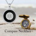 wholesale 925 Sterling Silver Malachite Round Compass Pendant Necklace for Women's Graduation Gifts-0-19
