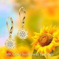 wholesale 14K Gold Drop Earrings with Flower Design and CZ Stones-0-1