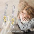 wholesale 925 Sterling Silver Bee Drop Earrings With Swirling Design And Crystal Accents-0-2