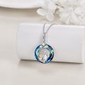 wholesale 925 Sterling Silver Blue Crystal Moon & Stars Dog and Girl Urn Keepsake Locket Necklace for Ashes - Pet Memorial s-0-2